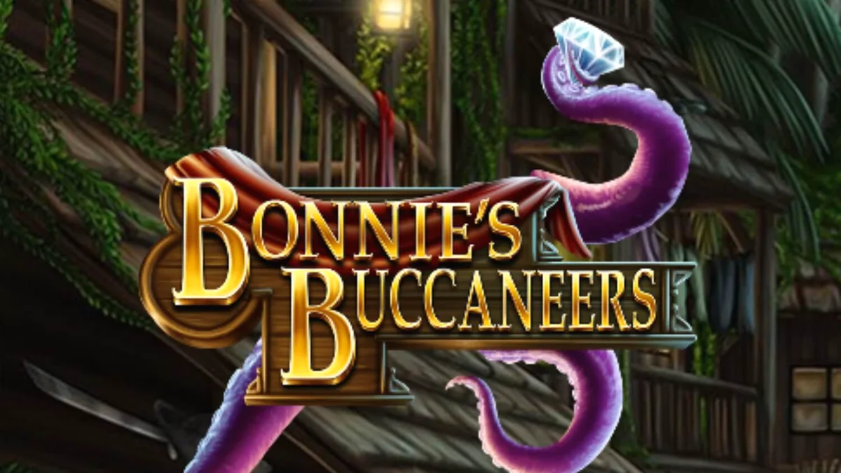 Cena de jogo do caça-níqueis Bonnie’s Buccaneers com temática de piratas e tesouros